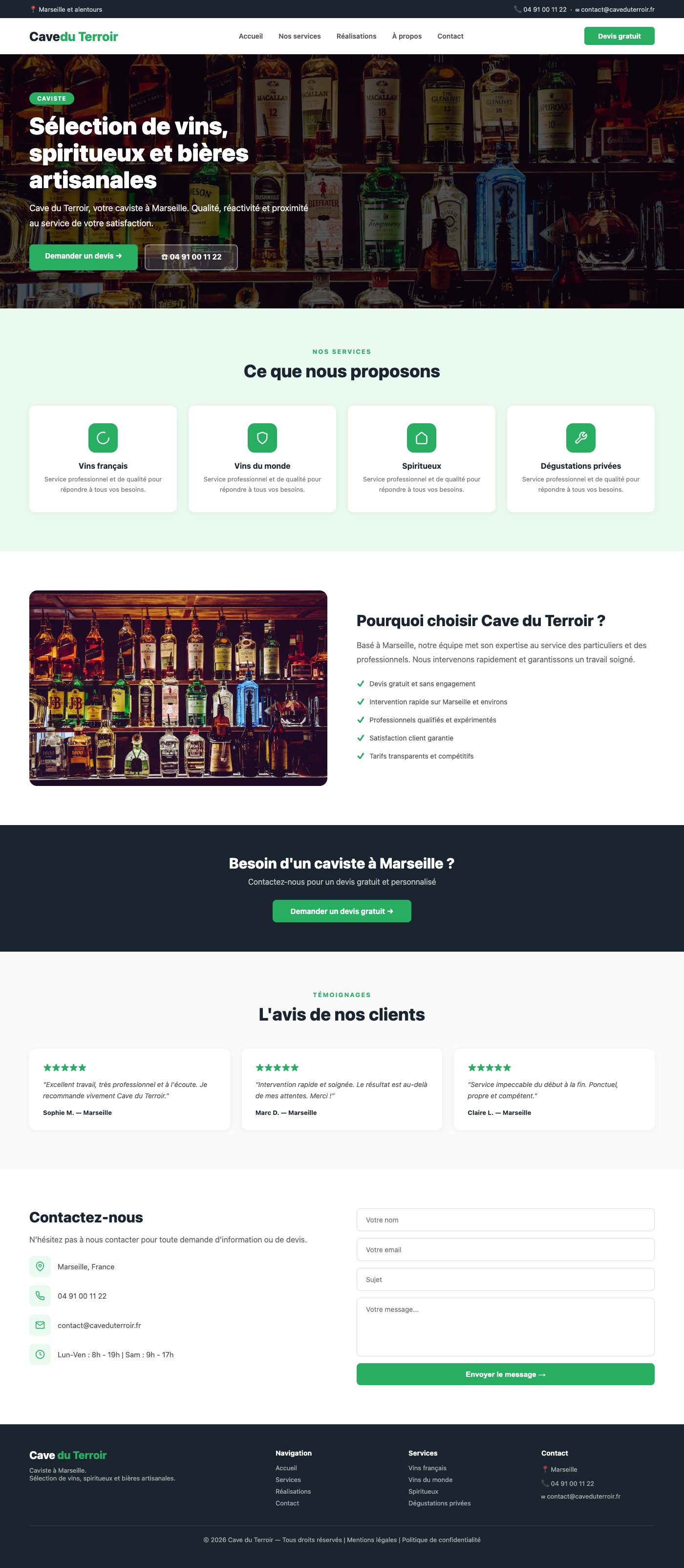 Site vitrine Cave du Terroir caviste Marseille